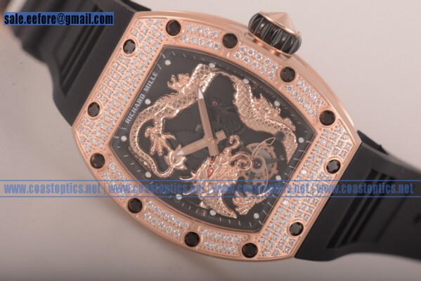 1:1 Clone Richard Mille Tourbillon RM 057 Dragon Watch Rose Gold